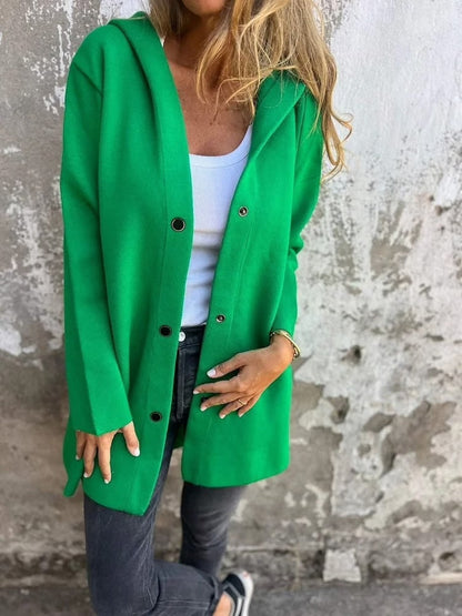 Casual Single Breasted Hooded Jacket ~ Throw-on style for breezy spring & autumn days