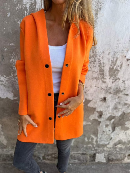 Casual Single Breasted Hooded Jacket ~ Throw-on style for breezy spring & autumn days